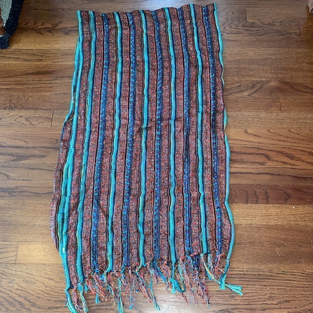 Boho Multi Colored Metallic Thread Stripe Large S… - image 5